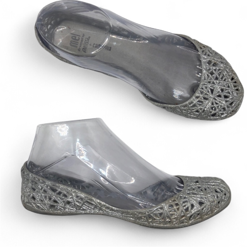 Mini Melissa + Campana Girl's Youth Silver Flats
